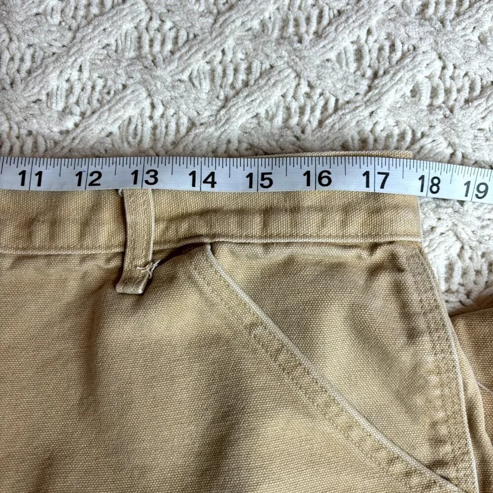 VTG Made In USA Carhartt‎ Canvas Work Pants Men's 34x28 Grunge Distres Tan MINT